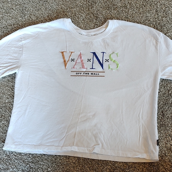 Vans Tops - Vans White Multicolor Logo Long Sleeve Tee